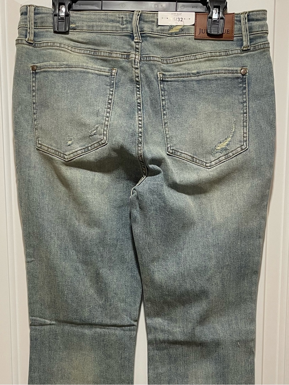 Judy Blue Retro Stretch! Mid Rise Tinted Pin Tack Detail Flare Jeans Sz 15 / 32 - Picture 6 of 16